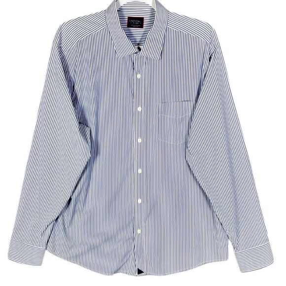 UNTUCKit Terzolo Long Sleeve Blue and White Button Front Shirt Size Large 📦 - Picture 7 of 7